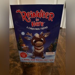 giftable boxed set that comes w a book and a lovable, huggable plush Reindeer.
